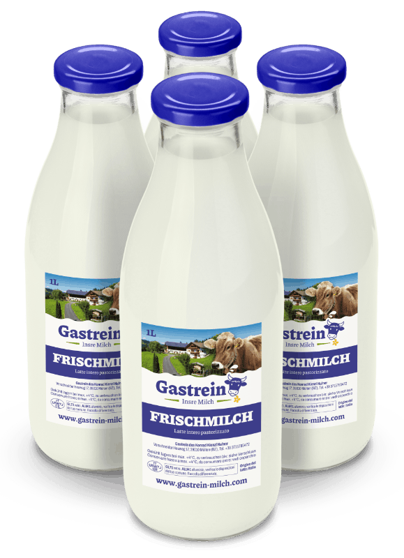 Quattro bottiglie di latte di Gastrein.